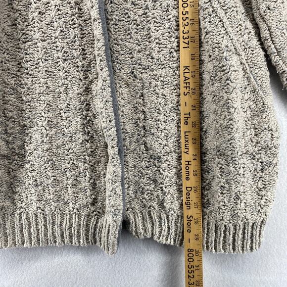 EILEEN FISHER Sweater L Organic Cotton Cozy Twist Two Way Zip Jacket Beige - Picture 12 of 13
